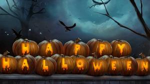 Carved Happy Halloween Pumpkins halloween wallpaper