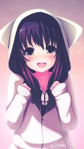 Cat Hoodie Cute Anime Girl iPhone cute anime girl iphone wallpaper
