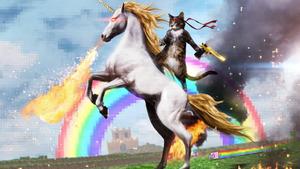Cat On Unicorn Funny Meme funny meme wallpaper