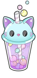 Cat Taking a Break and Enjoying Delicious Bubble Tea kawaii wallpaper