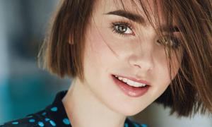 Celebrity Lily Collins Short Bob  Wallpaper