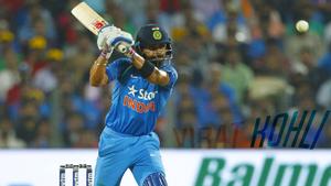 Champions Attitude - Virat Kohli in Action Wallpaper