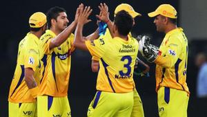 Chennai Super Kings team celebrating victory on the field csk wallpaper