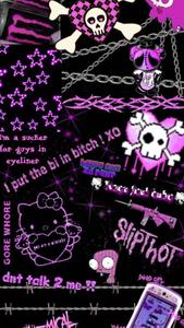 Chic Black & Purple Hello Kitty Collage black hello kitty wallpaper