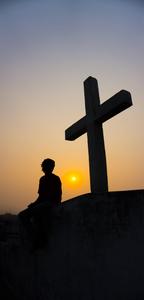 Christian Cross Against Sunset Horizon christian cross wallpaper