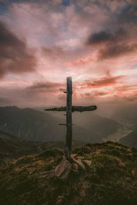 Christian Cross Top Of Green Mountain christian cross wallpaper