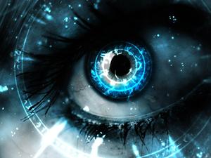 Close-Up of a Brilliant Blue 3D Eye Wallpaper