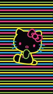 Colorful Stripes On Black Hello Kitty black hello kitty wallpaper