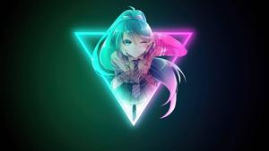 Cool Anime Girl Neon Lights  Wallpaper