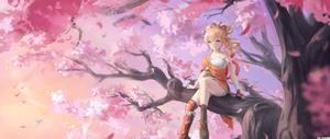 Cool Anime Girl On Cherry Blossom  Wallpaper