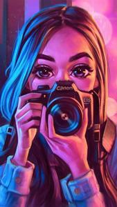Cool Girl Cartoon Holding A Camera cool girl cartoon wallpaper