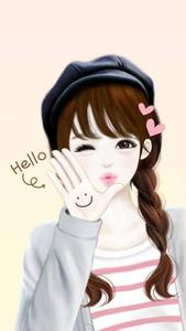 Cool Girl Cartoon Waving Hello cool girl cartoon wallpaper