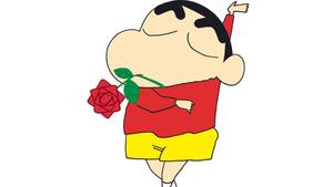 Crayon Shin Chan Shinnosuke With Rose crayon shin chan wallpaper