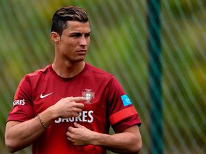 Cristiano Ronaldo Celebrating a Goal on the Field Wallpaper