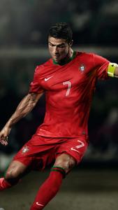 Cristiano Ronaldo in action on the soccer field Wallpaper