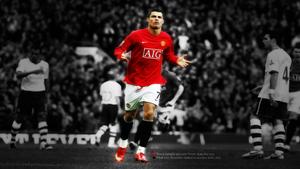 "Cristiano Ronaldo in his days with Manchester United".  Wallpaper