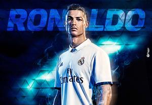 Cristiano Ronaldo in vibrant blue artwork  Wallpaper