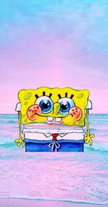 Cute Aesthetic Cartoon SpongeBob On Beach cute aesthetic cartoon wallpaper