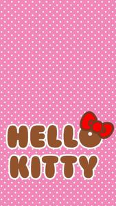 Cute and Joyful Hello Kitty in Pink Polka Dots Wallpaper