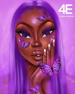 Cute Animated Black Girl In Purple cute black girl wallpaper