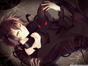Cute Anime Boy And Black Snake cute anime wallpaper