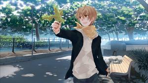Cute Anime Boy In The Park cute anime wallpaper