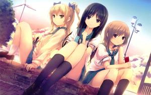 Cute Anime Girl Sitting Enjoying a Jazz Festival anime girl wallpaper
