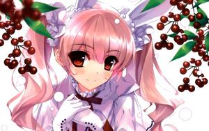 Cute Anime Girl Surrounded By Cherries cute anime wallpaper