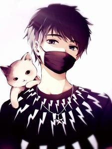 Cute Anime Guy Wearing Face Mask cute anime wallpaper