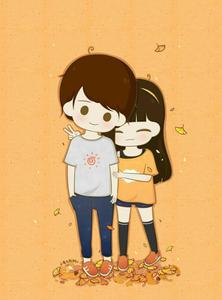 Cute Autumn Cartoon Couple cute couple cartoon wallpaper