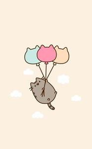 Cute Background Pusheen With Balloons Wallpaper