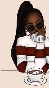 Cute Black Girl And Coffee cute black girl wallpaper