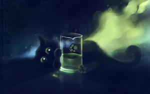 Cute Black Kitten Behind Glass cute black wallpaper