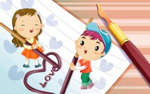Cute Boy Cartoon Writing Love On Paper cute boy cartoon wallpaper