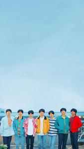 Cute BTS Group By The Sea Wide Shot cute bts group wallpaper