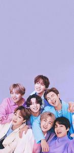 Cute BTS Group On Pastel Purple Hue cute bts group wallpaper