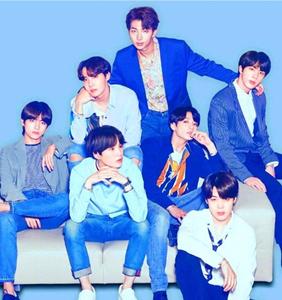 Cute BTS Group Wearing Different Shades Of Blue cute bts group wallpaper