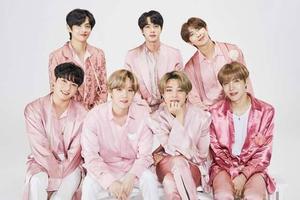 Cute BTS Group Wearing Pink Silk Suits cute bts group wallpaper