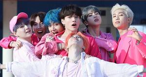 Cute BTS Group Wearing Pink Suits cute bts group wallpaper