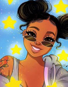 Cute Cartoon Black Girl And Stars cute black girl wallpaper