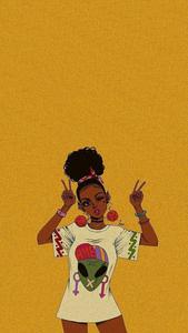 Cute Cartoon Black Girl Doing Peace Sign cute black girl wallpaper