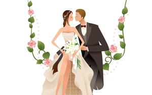 Cute Cartoon Couple Just Married cute couple cartoon wallpaper