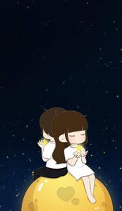 Cute Cartoon Couple On The Moon cute couple cartoon wallpaper