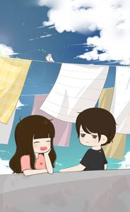 Cute Cartoon Couple Rooftop cute couple cartoon wallpaper