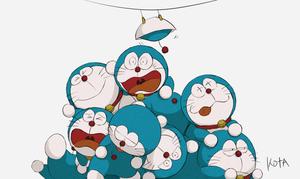 Cute Doraemon Stacked Together cute doraemon wallpaper
