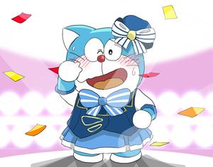 Cute Doraemon Wearing Blue Dress cute doraemon wallpaper