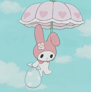 Cute My Melody Floating With Umbrella cute my melody wallpaper
