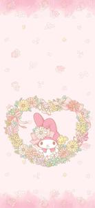 Cute My Melody In Floral Heart Frame cute my melody wallpaper