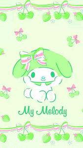 Cute My Melody In Green Monochrome cute my melody wallpaper