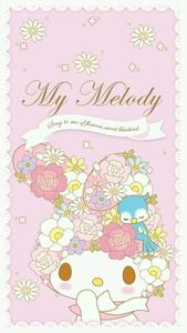 Cute My Melody Wearing Floral Headdress cute my melody wallpaper